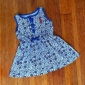 Polo white blue floral Sundress 3T